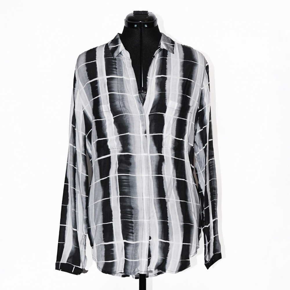 Anthropologie Button-down Plaid Tie-Dye Shirt